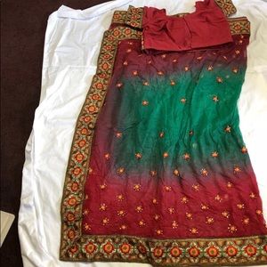 Indian three shaded color saree